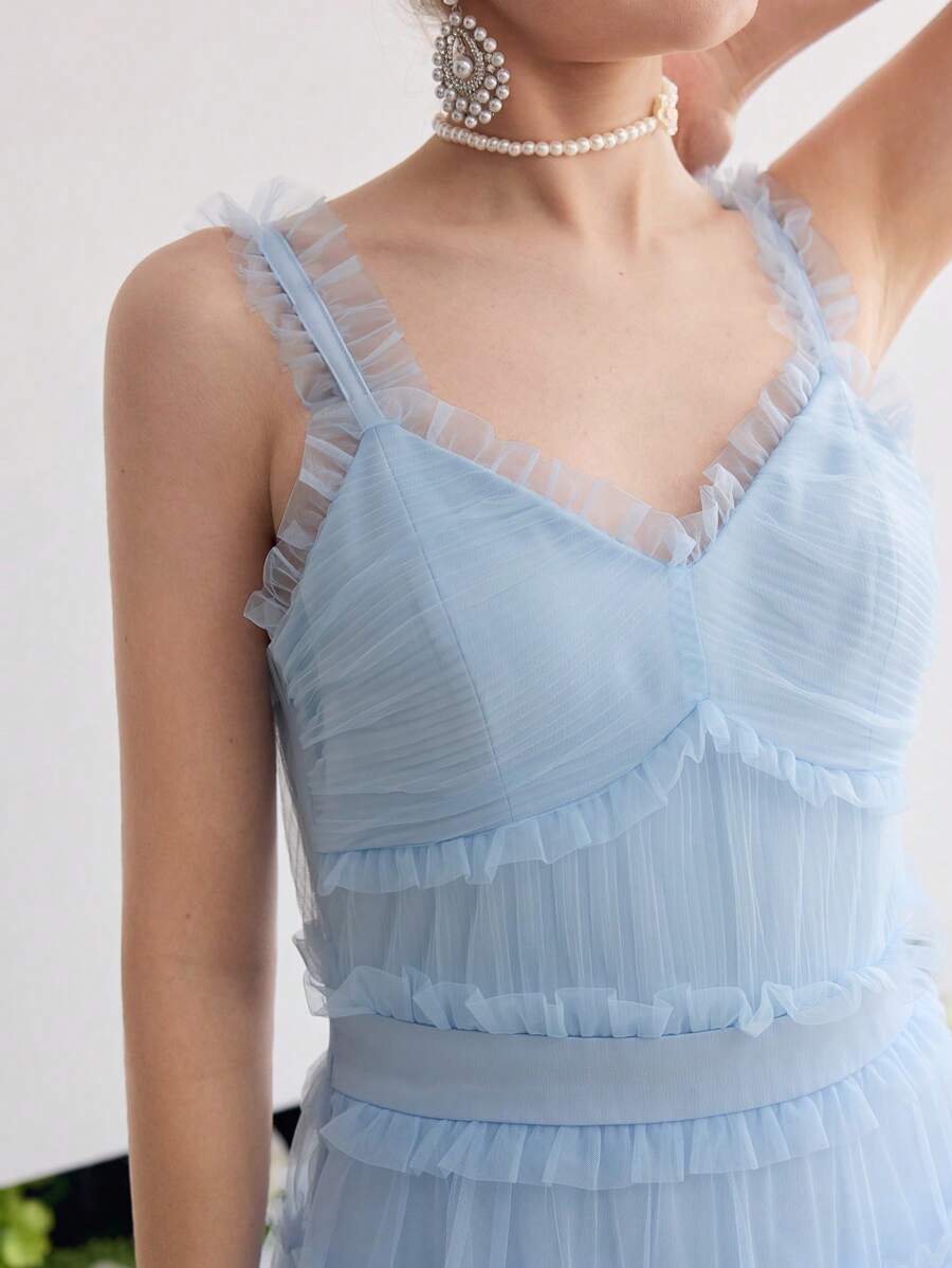 MOTF Soiréza MESH RUFFLE LAYERED COCKTAIL PARTY DRESS - Blue - View 2