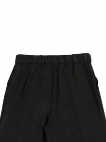 Manfinity Mode Men's Solid Color Front Button Pocket Simple Design Casual Trousers - Black - View 4