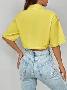 Chiquease 休闲纯色短款双口袋衬衫