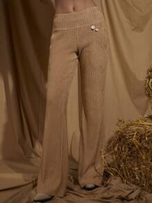 COSMINA Women Vacation Casual Solid Color Textured Pants