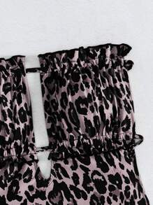 SHEIN VCAY Leopard Print Bandeau One-Piece Swimsuit, Summer - Multicolor - View 4