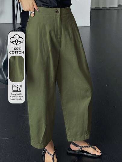 DAZY Women's Casual Solid Color Loose Pleated Pants Fall