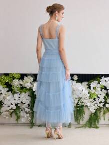 MOTF Soiréza MESH RUFFLE LAYERED COCKTAIL PARTY DRESS - Blue - View 4