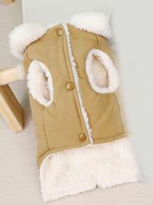 PETSIN 卡其色休闲时尚帅气风格毛绒领可变式宠物牵引绳夹克