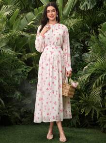Modelyn Conjunto de 2 piezas para mujer: blusa con cuello cuadrado y mangas abullonadas, y falda plisada, para primavera/verano