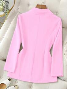 Franclia Fitted Solid Color Office/Casual Women Suit Jacket, Versatile Fall Cloth For Women - Pink - View 2