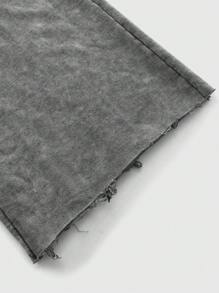 Men's Letter Print Drawstring Waist Pocket Loose Fit Casual Sweatpants - Dark Grey - View 3