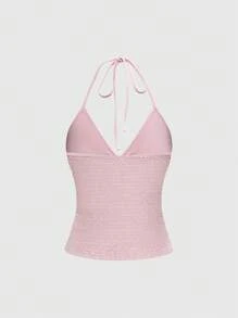 ROMWE Kawaii 女士复古花园仙女刺绣蕾丝 3D 蝴蝶挂脖背心