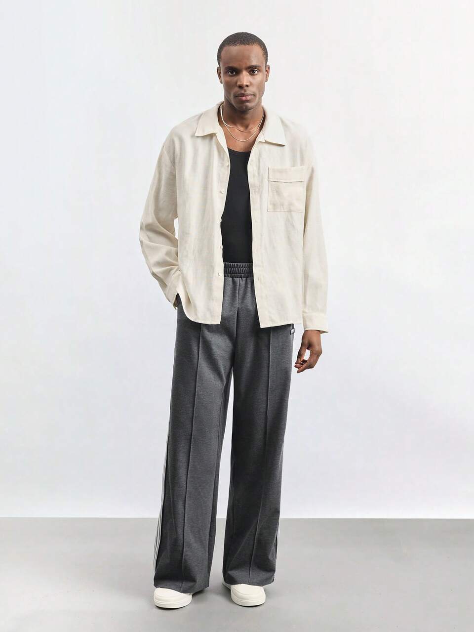 SHEIN Maija Herren Lässige Kontrast Streifen Gerade Fitsweatpants