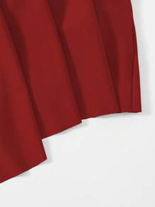 SHEIN Swim Curve Plus Size Women's Solid Color Ruffle Trim One-Piece Swimwear Top For Summer Beach Vacation - Red - View 3