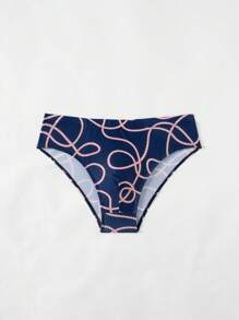 Manfinity KASUA Men's Rope Print Casual Triangle Swim Trunks For Holiday - Black - View 3