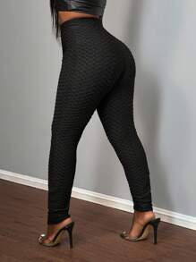 Slaydiva Women's Casual Elegant Black Circular Zipper Waistband Stretch Fabric Pants, Autumn/Winter