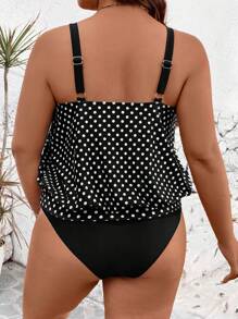 SHEIN Swim Lushore 2pcs Plus Size Women Floral Print Thick Strap Top And Triangle Bottom Vacation Backless Tankini Swimwear