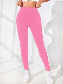 Easithlete 女式高腰紧身裤，双层口袋，适合瑜伽、跑步和锻炼 - 玫紅色 - 查看 5