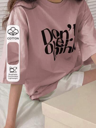 DAZY Letter Graphic Drop Shoulder Tee Don't Overthink Oversized T-Shirt