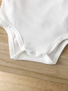 SHEIN 7pcs/Set Newborn Baby Girls' Cute Solid Color Knit Short Sleeve Bodysuit, Summer - Orange - View 9