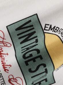 DAZY Text Design Raglan Sleeve T-Shirt Keep Tryin EFFORT SHOULD BE A HABIT NOT A WHIM Long Sleeve Women Tops - White - View 5