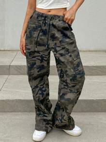 DAZY Women's Camouflage Pants With Stylish Pocket Design - Army Green - View 4