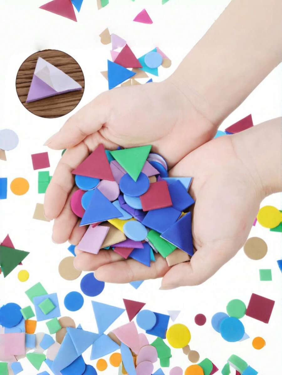 500 piezas Geometría DIY Pegatinas de espuma autoadhesivas, para fiestas y manualidades, arte y artesanía, manualidades DIY