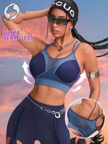 Innovista Sutien sport fără cusături pentru femei, îmbrăcăminte sport, fără cusături, cu elastic ridicat și susținere, top de sală. Plasă respirabilă și croială uscată, cu imprimeu dinamic. Ținute de antrenament îndrăznețe și unice, maieu, trening pentru fitness, ciclism, alergare, cardio, forță, greutăți, pilates, box, activități în aer liber, drumeții, camping, traseu, yoga, saltea, volei, alpinism, festivaluri de muzică, petreceri, sport electric, strat de bază, albastru, Y2K, echipament de toamnă, ținute de toamnă pentru femei, albastru deschis cool