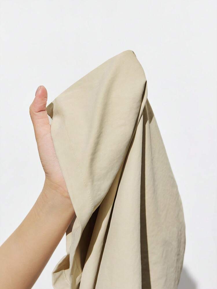 SHEIN Maija Women's Solid Color Waist Tie Pocket Straight Leg Casual Pants