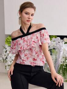 MOTF PREMIUM FLORAL PRINT RUFFLE BLOUSE - Multicolor - View 3