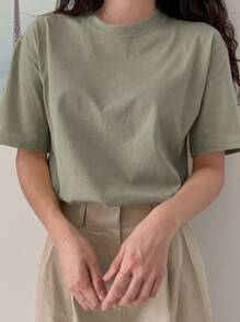 DAZY Solid Drop Shoulder Tee Summer Preppy Tops