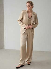 MOTF PREMIUM SINGLE BUTTON POCKET BLAZER,BUSINESS CASUAL WOMAN - Khaki - View 6