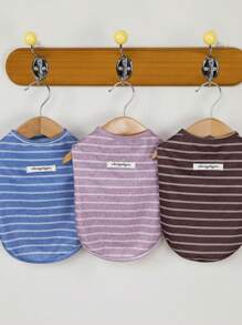 PETSIN Brown Spring/Summer Cute Minimalist Striped Pet Vest, Wearable For Cats And Dogs - Brown - View 5