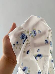 Flirla Plus Size Elegant Casual Lace Trim Deep V-Neck Ruched Blouse - White - View 6