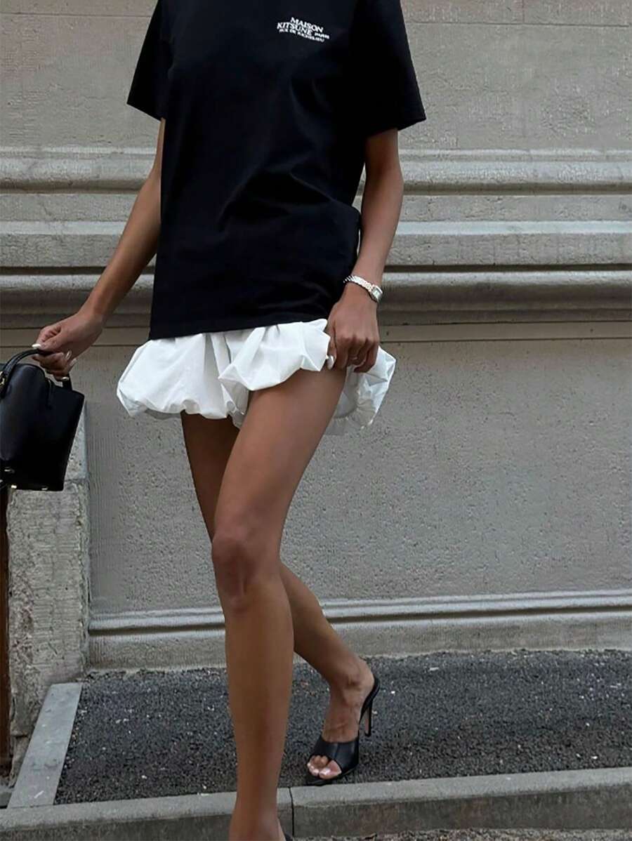 Chiquease Women's Fashion Solid Color Ultra Low-Rise Bubble Hem Shorts, Summer