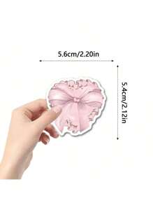 SHEIN 55 piezas de pegatinas de lazos, pegatinas de monogramas de estética vintage, pegatinas de lazos rosas impermeables de vinilo, para botellas de agua, portátiles, teléfonos, diarios, regalos para niños, niñas y mujeres