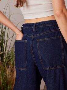 WESTFADE High Rise Western Cowgirl Straight Leg Denim Jeans Spring Break Summer Vacation Music Festival - Dark Wash - View 5
