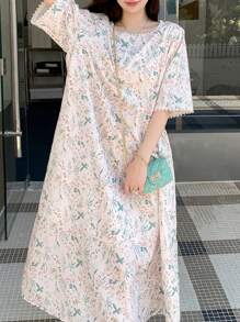 FRIFUL 女士印花长连衣裙，返校季连衣裙，度假装，复活节女装 - 彩色 - 查看 5