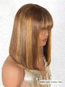 ALL READY WIG 挑染假发 无胶波波头假发 真人发刘海假发 女士真人发蕾丝假发 P4/30 挑染棕色全成品假发 预漂白 预拔 预剪蕾丝融化 4x4 蕾丝闭合 无胶假发 带前发 100% 真人发 9AM HAIR - S4/30 - 查看 4