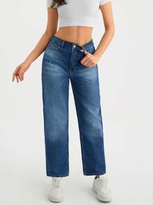 EURMUSE Quần Jeans Denim Co Giãn Lưng Cao Thường Ngày Cho Nữ - Rửa trung bình - Xem 1