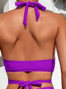 Swim Vcay Conjunto de bikini de unicolor para vacaciones en la playa de mujer