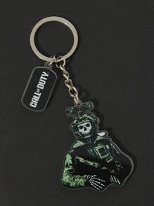CALL OF DUTY X SHEIN Letter Black Cool Skeleton Pattern Acrylic Keychain Bag Charm Pendant - Multicolor - View 3