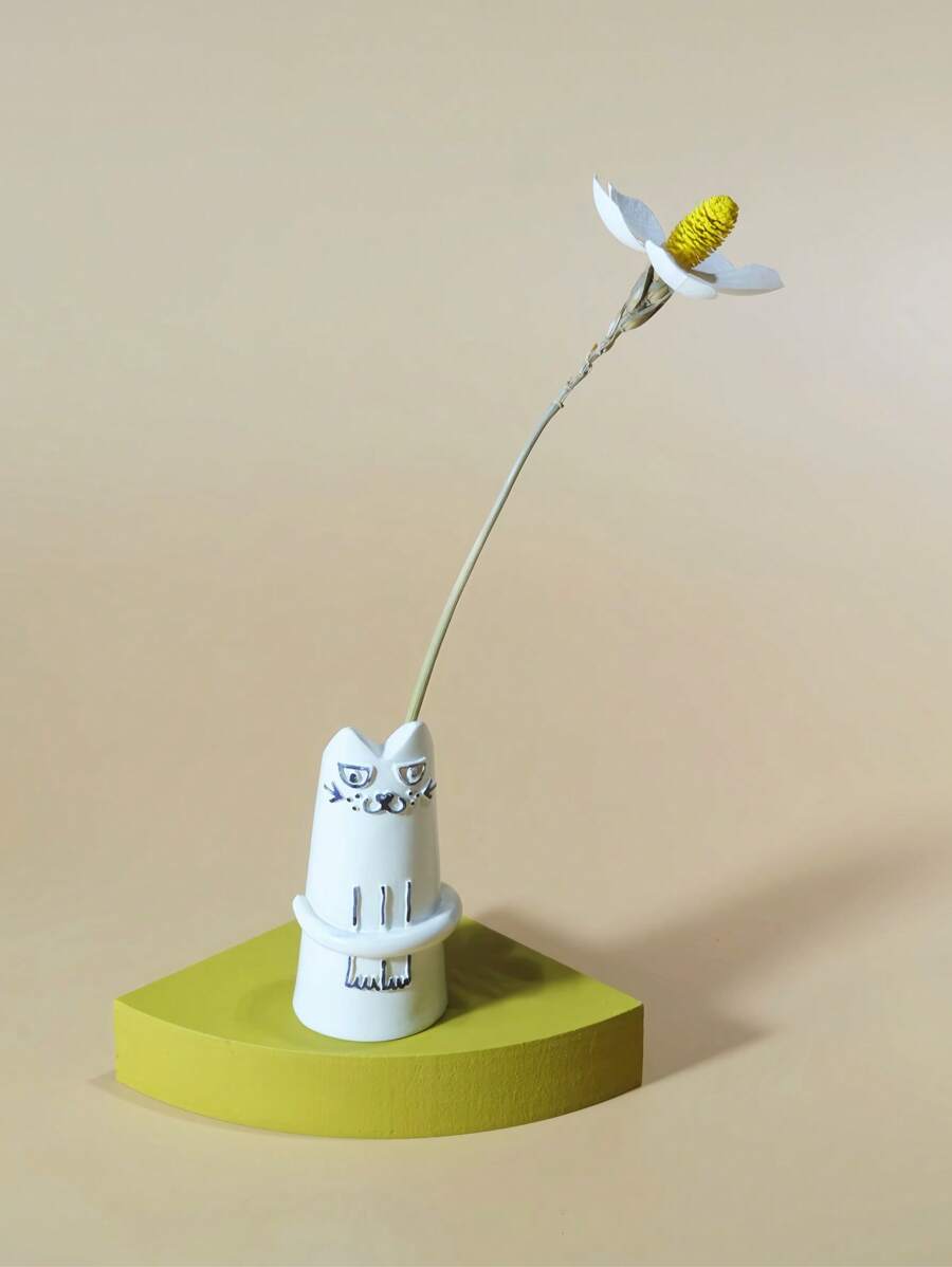 Joivida 1 件创意趣味卡通猫树脂小猫花瓶、多肉花盆、家庭桌面装饰小饰品，非常适合客厅、卧室、办公桌、婚礼、送给男朋友/女朋友的异想天开的礼物，采用别致的设计，打造温馨家居、拉玛舒适家居、母亲节礼物、民宿装饰、派对用途、高端咖啡厅用品 - 查看 1