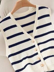 CosyJoli Women Plus Size Knit Striped Tank Top, Casual & Chic Winter Fall Autumn