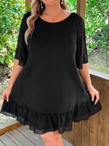 Flirla 节日、波西米亚风、嬉皮士、女牛仔、老钱风格休闲海滩度假露背流苏迷你连衣裙 - 黑色 - 查看 3