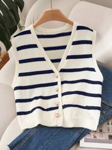 CosyJoli Women Plus Size Knit Striped Tank Top, Casual & Chic Winter Fall Autumn