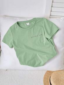 Young Boy Graphic Print Round Neck Short Sleeve T-Shirt