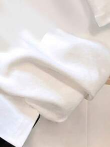 Leap Crew Áo thun dệt kim cỡ lớn đơn giản, họa tiết nơ, thích hợp cho mùa hè dành cho bé gái tuổi teen - trắng - Xem 4