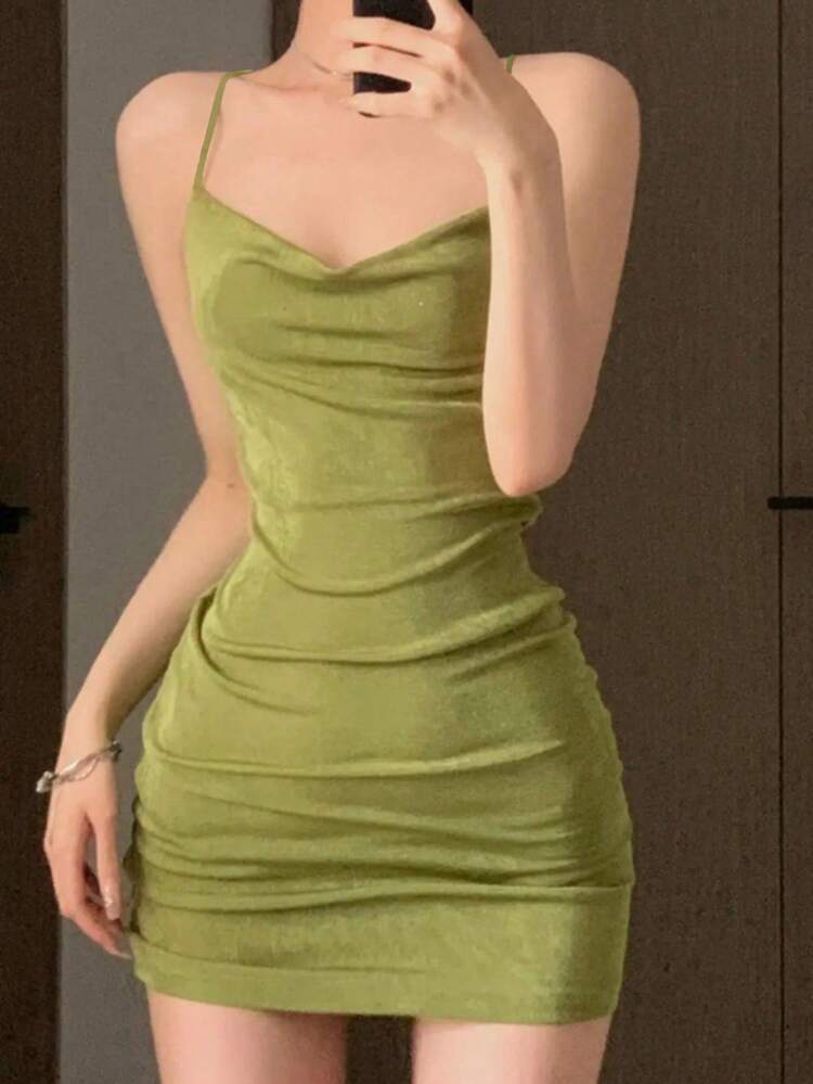 Women's Solid Color Backless Sexy Dress Homecoming Summer Sundress Easter