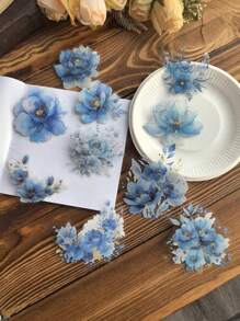 10 件/包 复古大尺寸铝箔花卉植物闪亮花朵装饰贴纸 适用于日记本剪贴簿