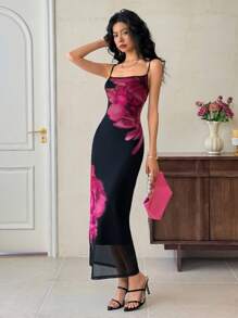 EastFlair Vestido de tirantes con estampado floral elegante para mujeres