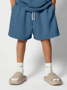 SUMWON Luxury Summer Kids Two-Piece Athletic Set Oversized Casual Short Sleeve T-Shirt And Matching Shorts Comfortable Loungewear Streetwear Sport Outfit