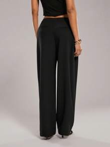 Forever 21 Spring High Street Simple Office Commute Design Sense Tapered Leg Suit Pants - Black - View 2
