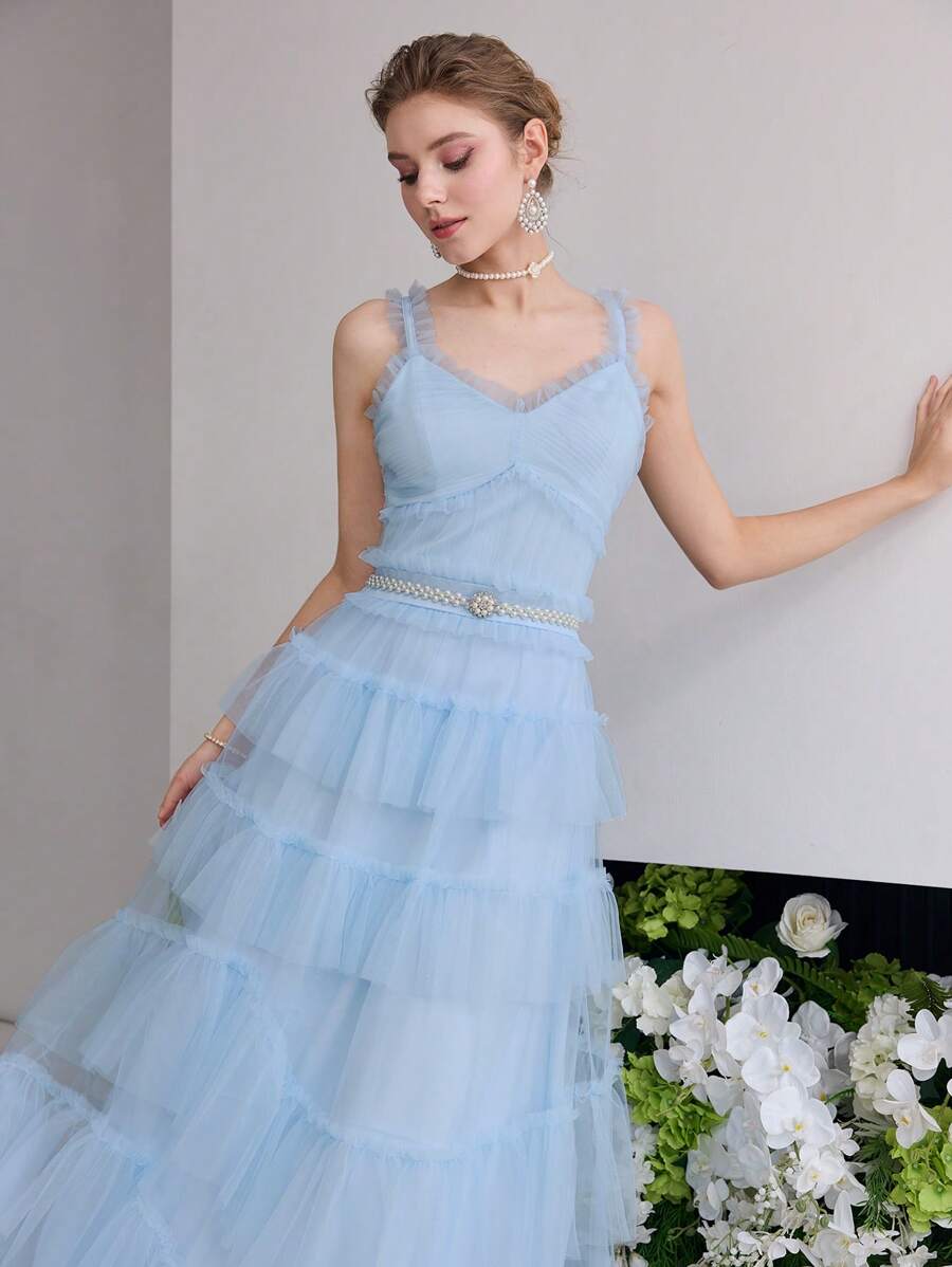 MOTF Soiréza MESH RUFFLE LAYERED COCKTAIL PARTY DRESS - Blue - View 1